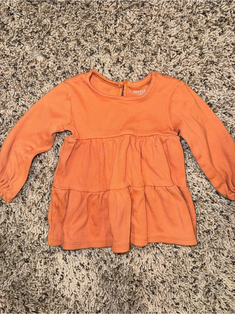 Burt's Bees Baby Orange Ribbed Long-Sleeve Tiered Top
